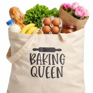 Baking Queen Canvas Tote Bag Funny Baking Gift Reusable Grocery Bag